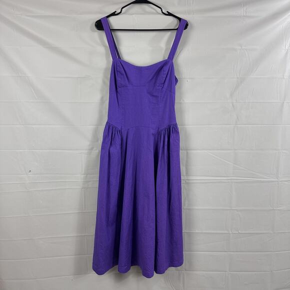 Free People Dress Womens Medium Paolo Midi Purple Sundress Romantic Retro Chic - Picture 4 of 14